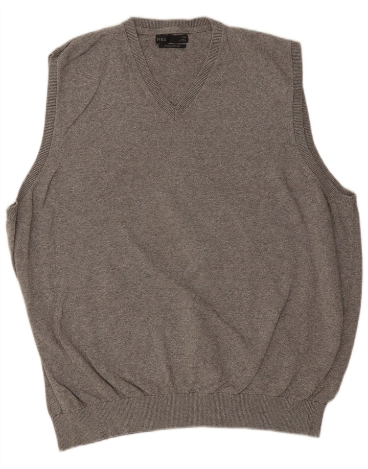 Marks & Spencer Mens Vest Tank Top 2XL Grey Cotton