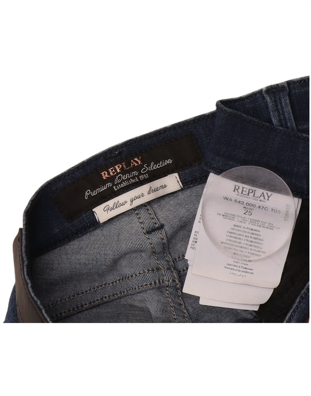 Replay Womens Skinny Jeans W25 L27 Blue Modal
