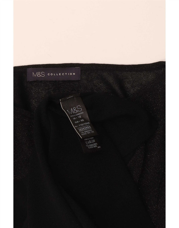 Marks & Spencer Womens Top Long Sleeve UK 18 XL Black Viscose