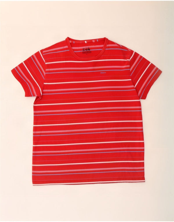 Lee Womens T-Shirt Top UK 18 XL Red Striped Cotton