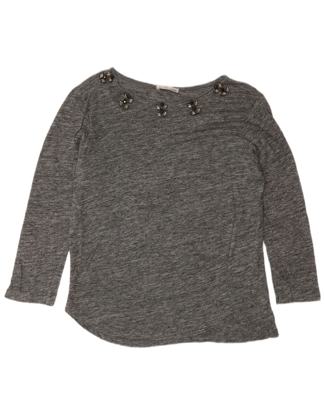 Zara Womens Top 3/4 Sleeve UK 14 Medium Grey Flecked