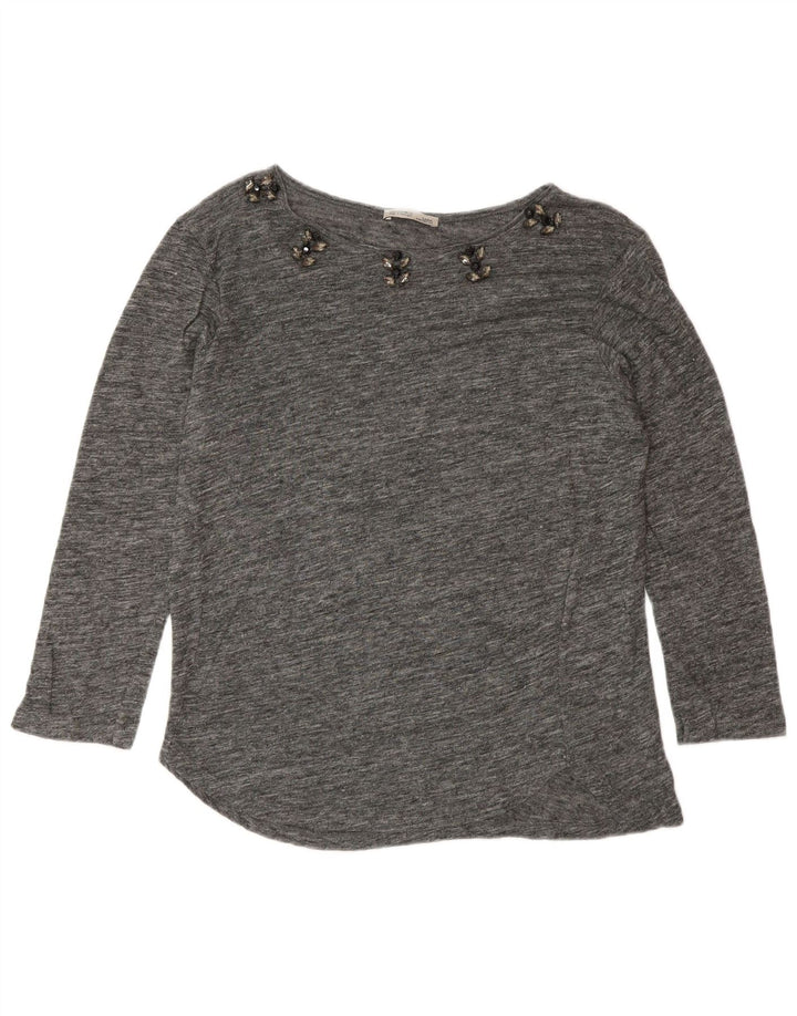 Zara Womens Top 3/4 Sleeve UK 14 Medium Grey Flecked