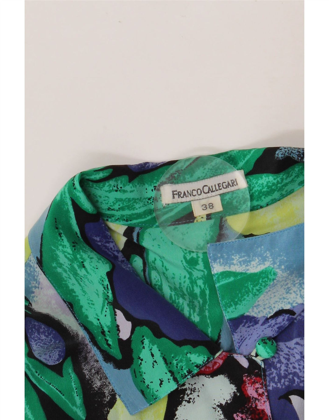 FRANCO CALLEGARI Womens Short Sleeve Shirt Blouse EU 38 Medium Blue Floral