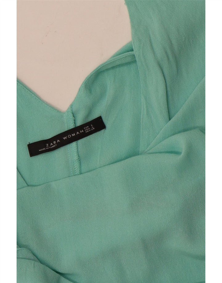 Zara Womens Blouse Top UK 14 Large Turquoise