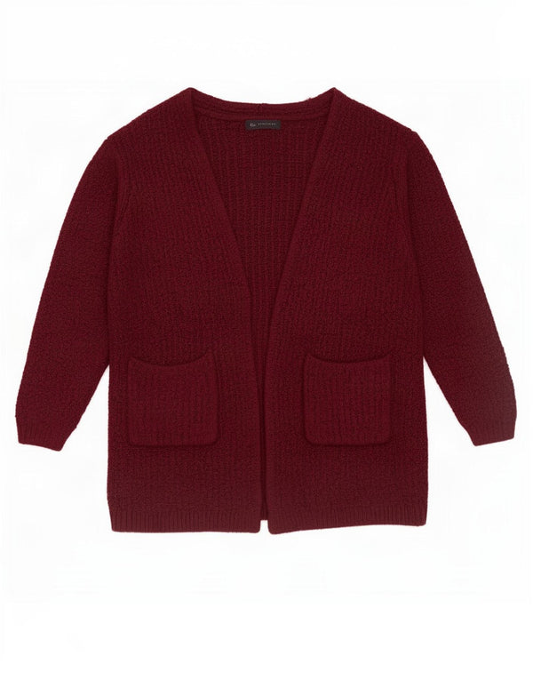Marks & Spencer Womens Open Cardigan Sweater UK 14 Medium Burgundy Acrylic