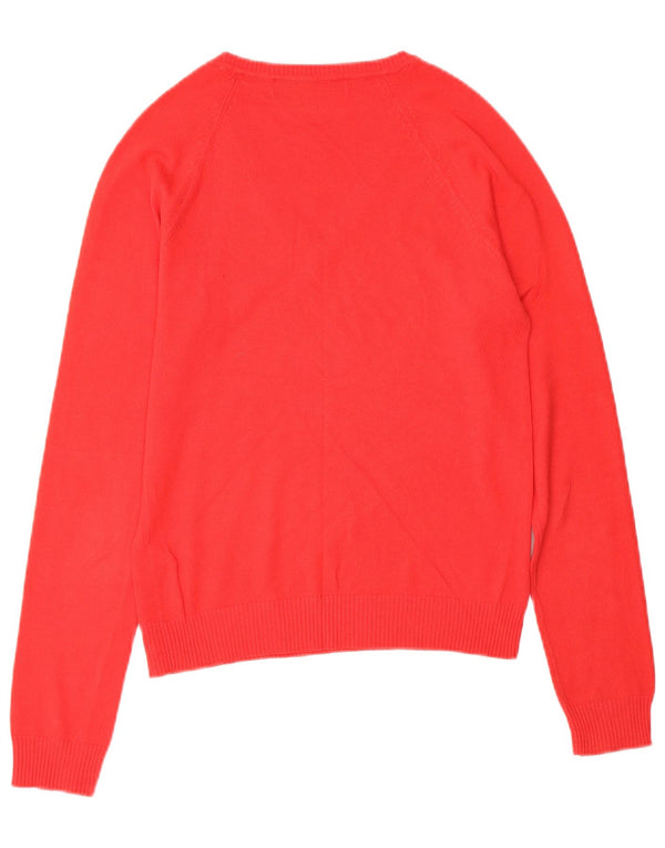 Zara Womens V-Neck Jumper Sweater UK 10 Small Red Cotton