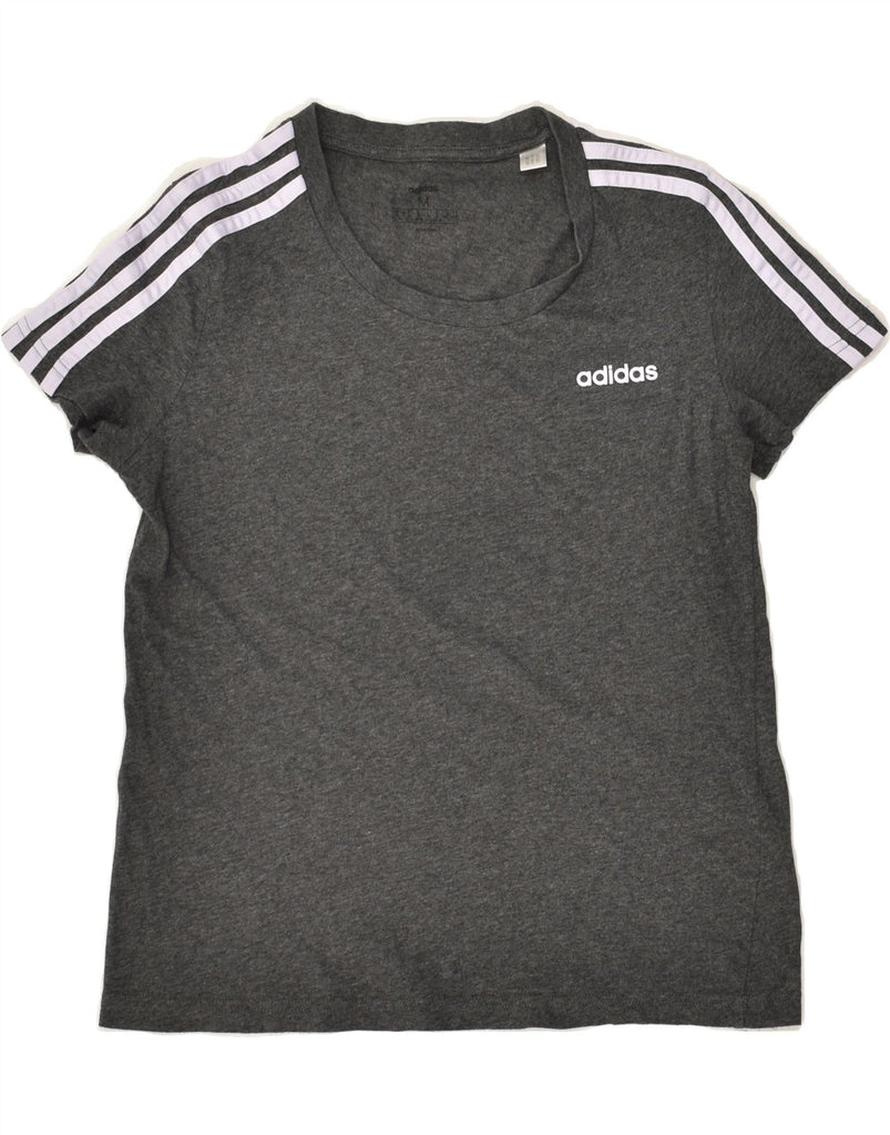 ADIDAS Womens T-Shirt Top UK 12 Medium Grey Cotton | Vintage Adidas | Thrift | Second-Hand Adidas | Used Clothing | Messina Hembry 