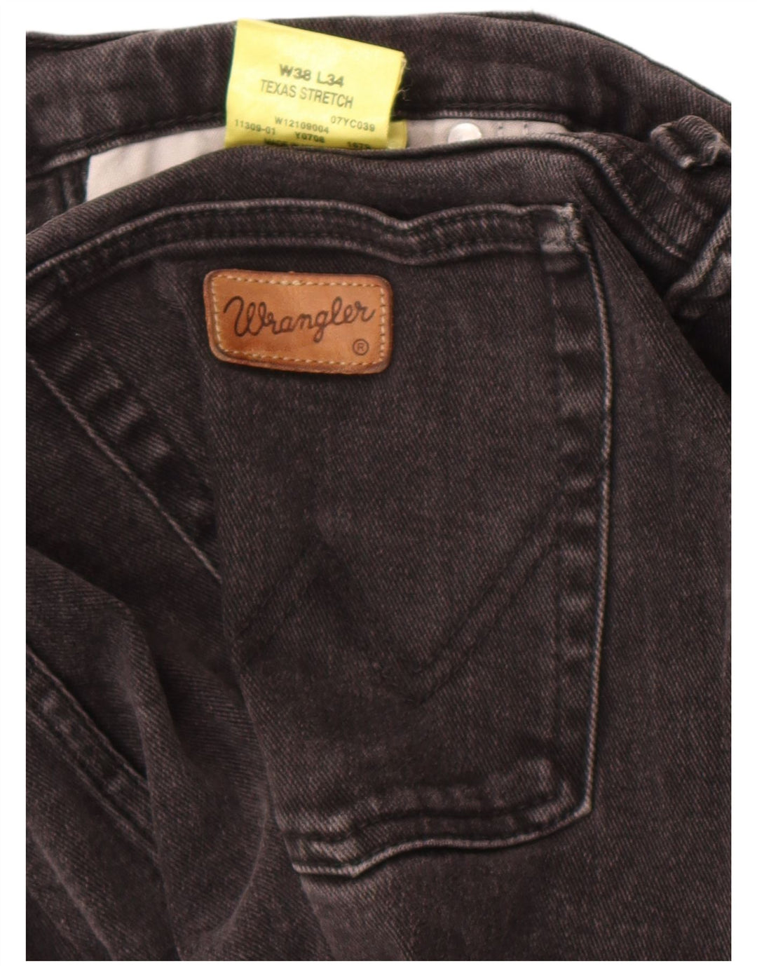 Wrangler Mens Texas Stretch Straight Jeans W38 L34 Grey Cotton