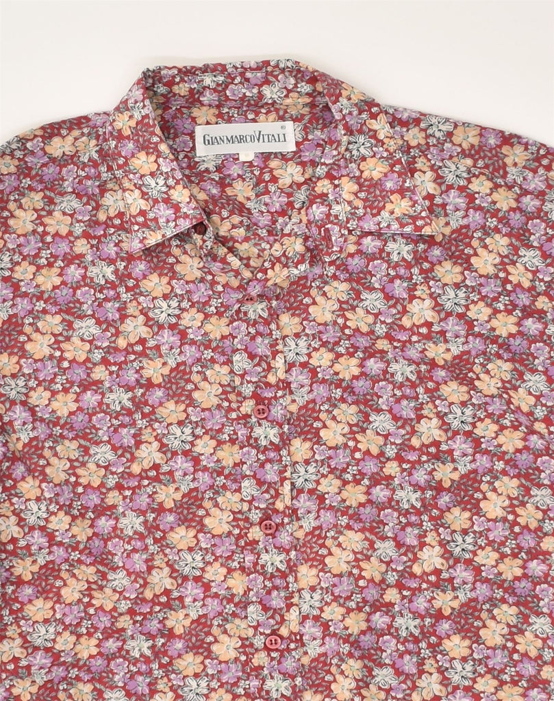 VINTAGE Mens Shirt Medium Red Floral Cotton | Vintage Vintage | Thrift | Second-Hand Vintage | Used Clothing | Messina Hembry 