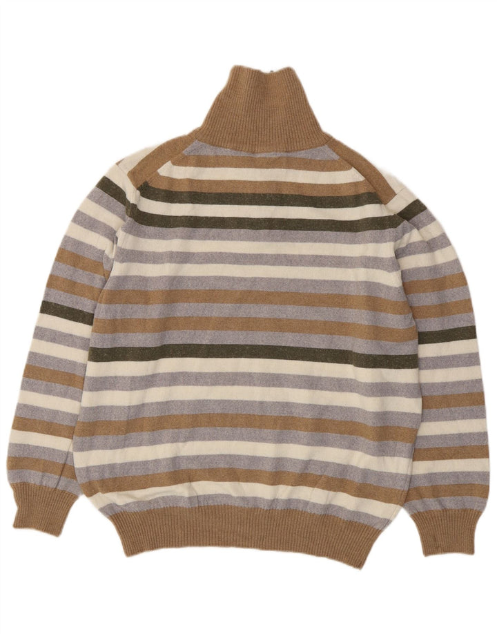 Pierre Cardin Mens Zip Neck Jumper Sweater XL Multicoloured Striped Acrylic