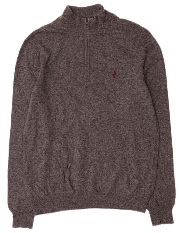 Marlboro Classics Mens Zip Neck Jumper Sweater Large Grey Cashmere