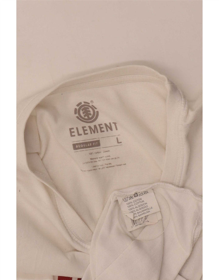 Element Mens Regular Fit Graphic T-Shirt Top Large White Cotton