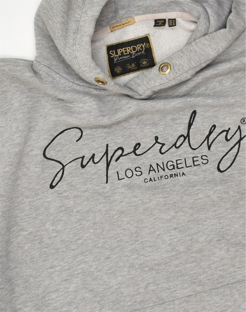 SUPERDRY Womens California Graphic Hoodie Jumper UK 10 Small Grey Cotton | Vintage Superdry | Thrift | Second-Hand Superdry | Used Clothing | Messina Hembry 