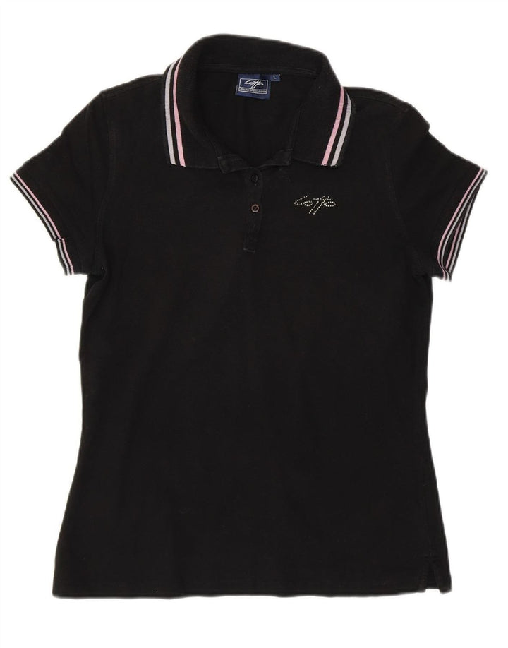 LOTTO Womens Polo Shirt UK 16 Large Black