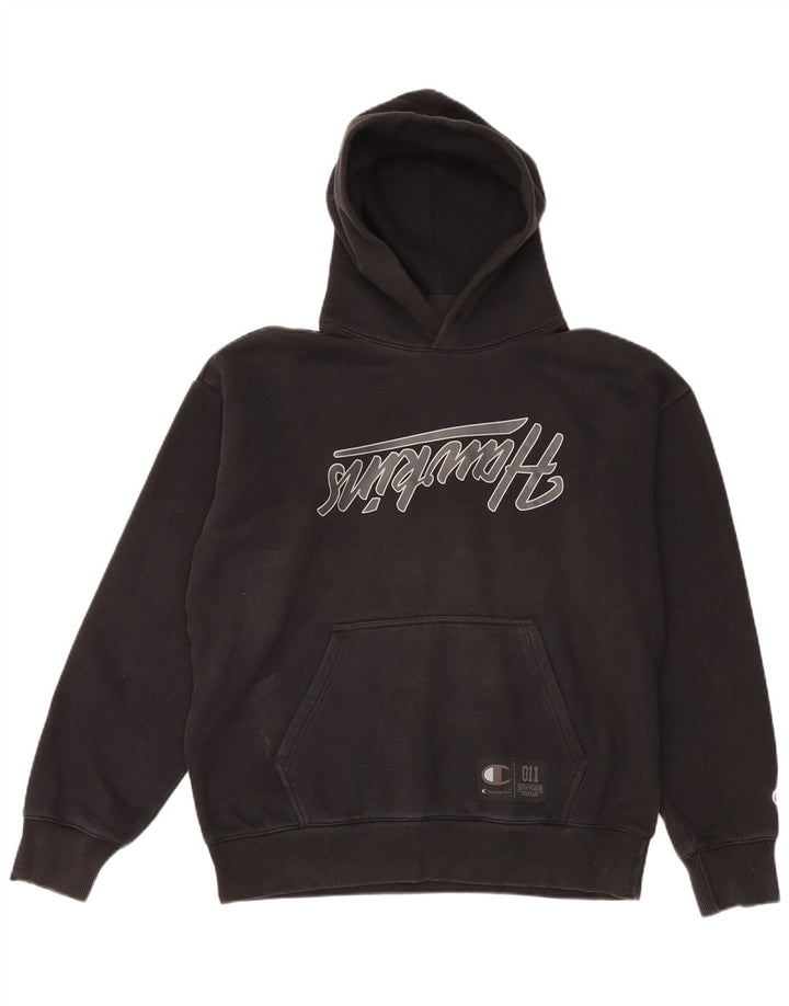 Champion Mens Graphic Hoodie Jumper Large Black