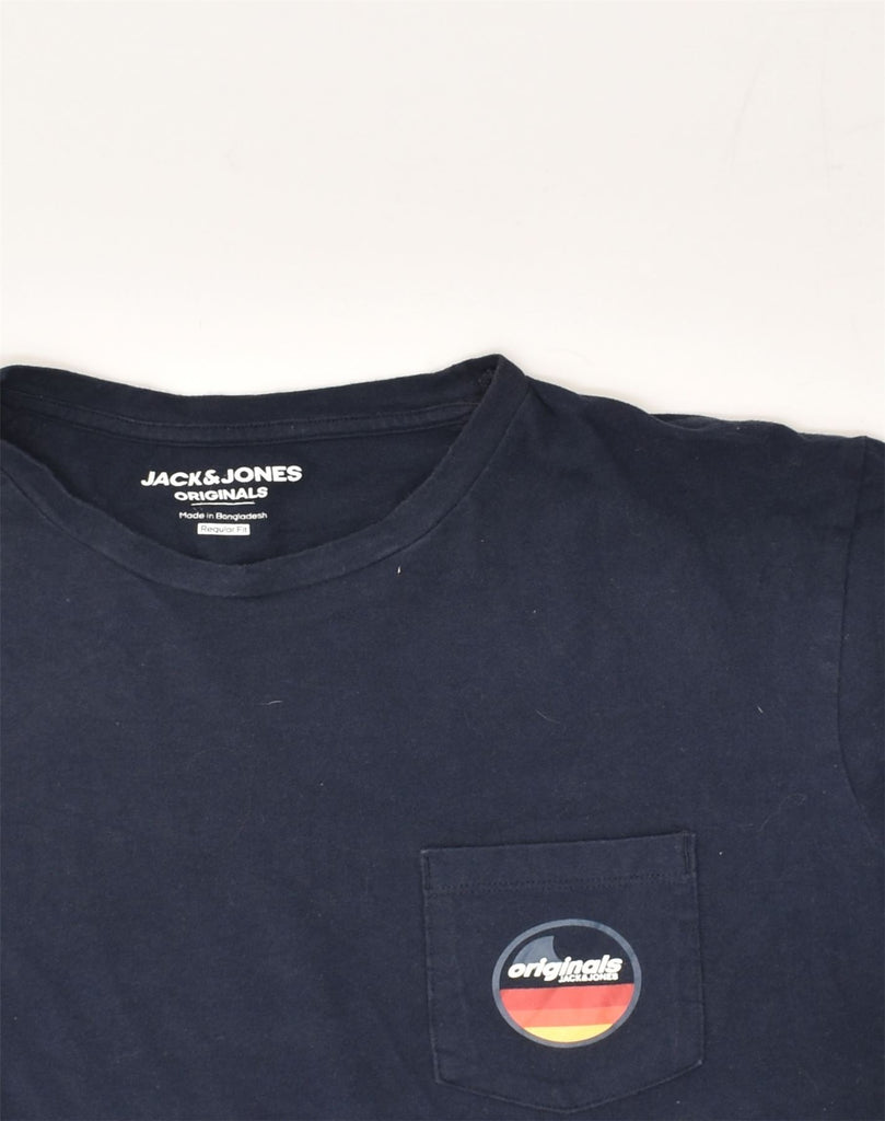 JACK & JONES Mens Regular Fit T-Shirt Top Medium Navy Blue Cotton | Vintage Jack & Jones | Thrift | Second-Hand Jack & Jones | Used Clothing | Messina Hembry 