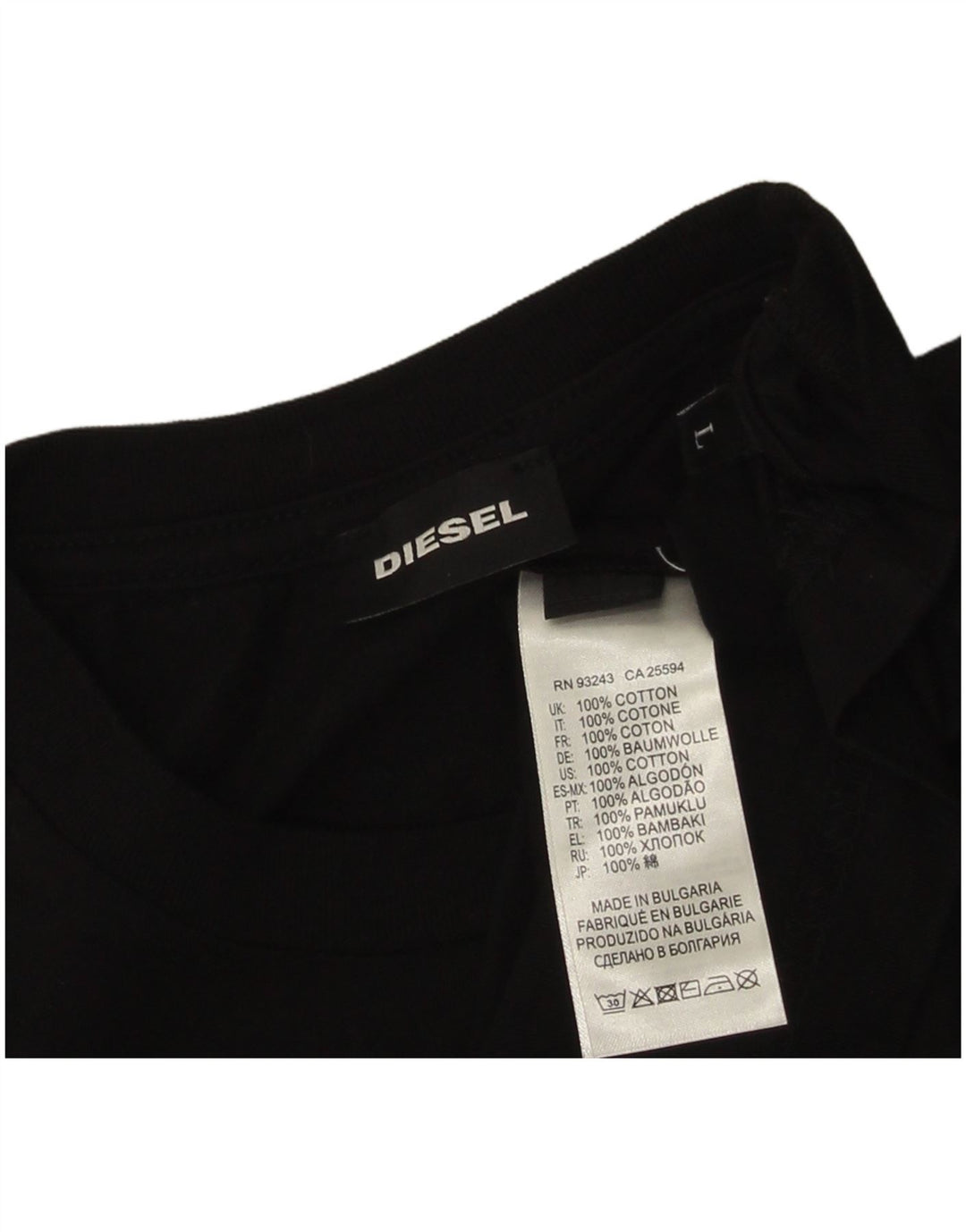 Diesel Mens Graphic T-Shirt Top Large Black Cotton