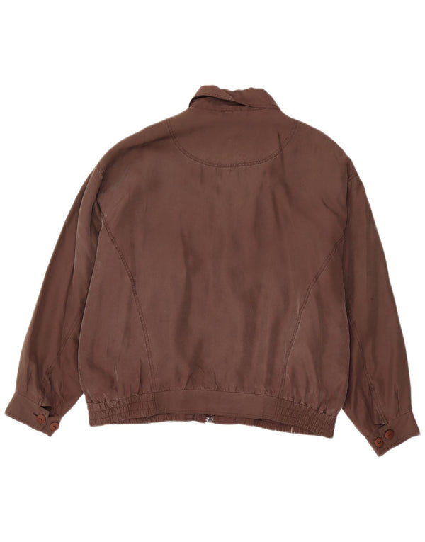 Brugi Mens Bomber Jacket UK 38 Medium Brown Silk