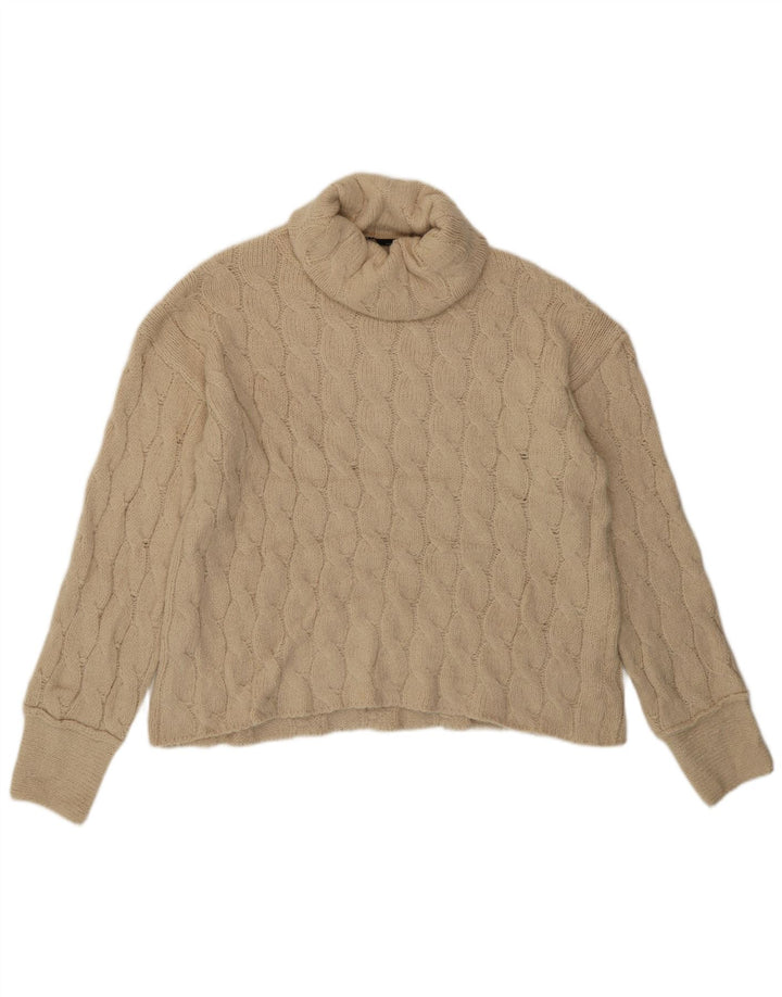 Zara Womens Roll Neck Jumper Sweater UK 10 Small Beige