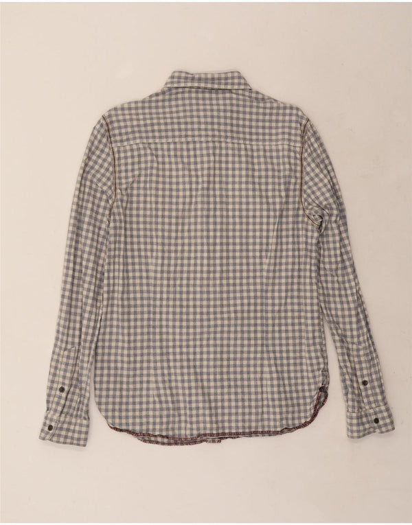 White Stuff Mens Shirt Medium Grey Gingham Cotton