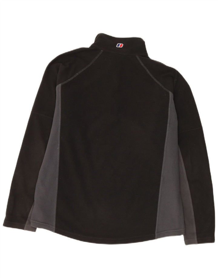 BERGHAUS Mens Zip Neck Fleece Jumper Large Black Colourblock Polyester