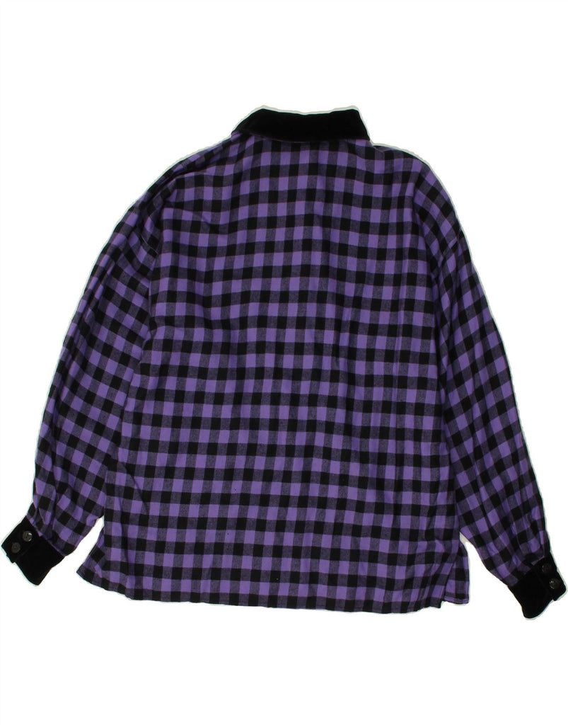 VINTAGE Womens Pullover Shirt IT 44 Medium Purple Gingham Wool | Vintage Vintage | Thrift | Second-Hand Vintage | Used Clothing | Messina Hembry 