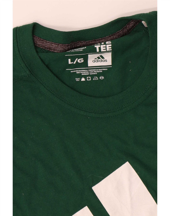 Adidas Mens Climalite Graphic Top Long Sleeve Large Green Cotton
