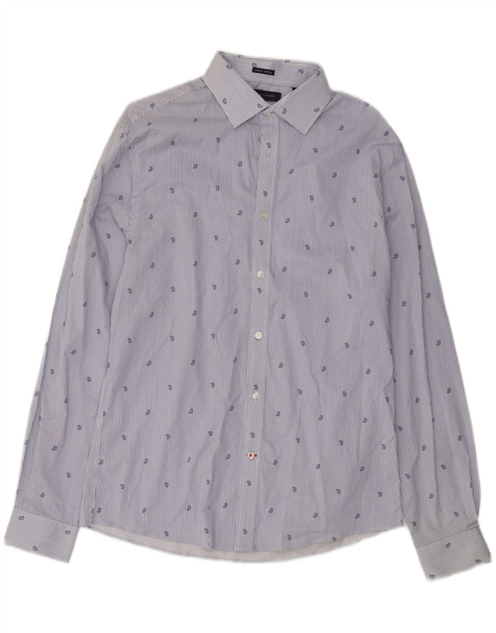 TOMMY HILFIGER Mens Stretch Shirt Size 15 1/2 Medium Blue Pinstripe