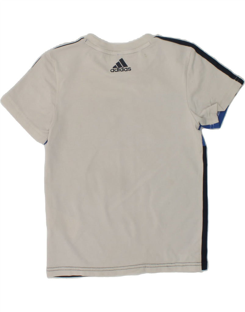 ADIDAS Boys Graphic T-Shirt Top 5-6 Years Grey Colourblock Cotton | Vintage Adidas | Thrift | Second-Hand Adidas | Used Clothing | Messina Hembry 