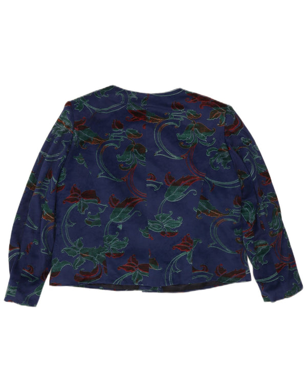 Vintage Womens Cardigan Top UK 14 Large Blue Floral