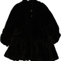 VINTAGE Womens Faux Fur Overcoat UK 10 Small Black