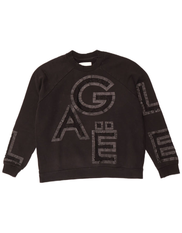 Gaelle Womens Graphic Sweatshirt Jumper UK 10 Small Black