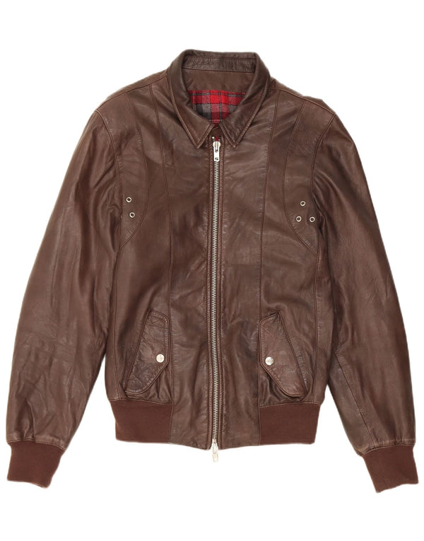 Vintage Womens Leather Jacket IT 48 XL Brown