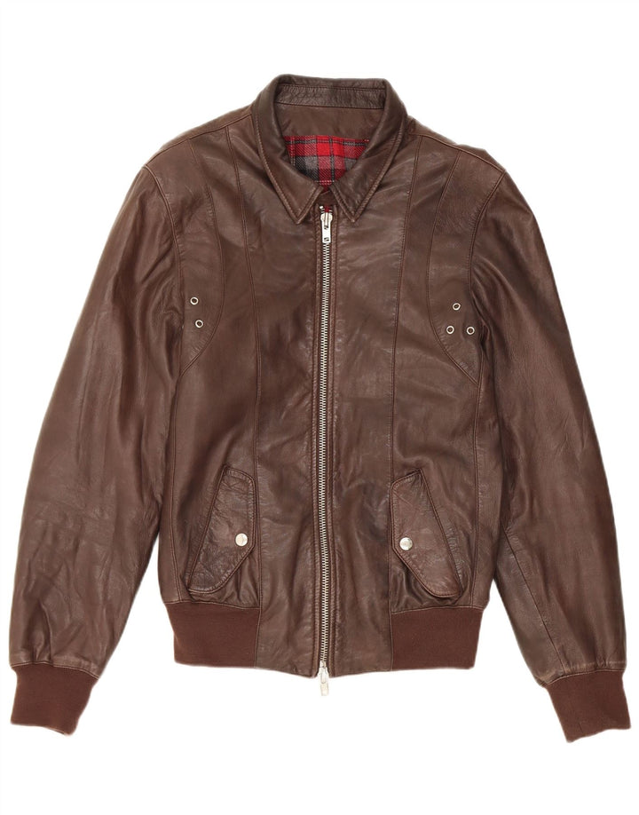 Vintage Womens Leather Jacket IT 48 XL Brown