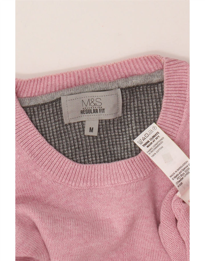 Marks & Spencer Mens Regular Fit Crew Neck Jumper Sweater Medium Pink