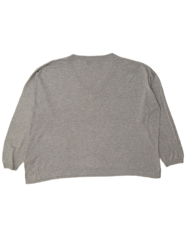 Marks & Spencer Womens Oversized V-Neck Jumper Sweater UK 18 XL Grey