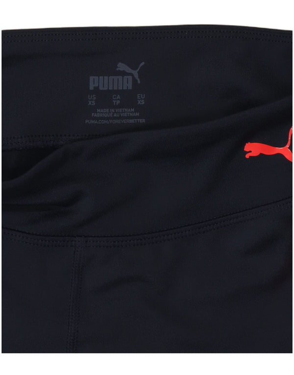 Puma Womens Graphic Leggings UK 4 XS Navy Blue Colourblock