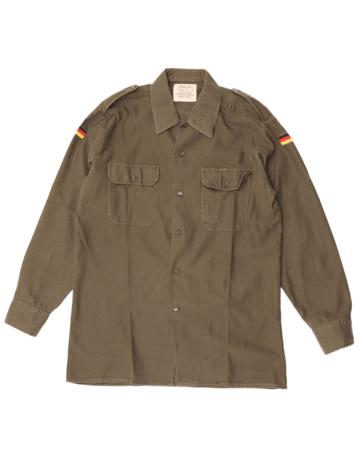 Vintage Mens Military Shirt Size 41/42 Large Khaki Polyester
