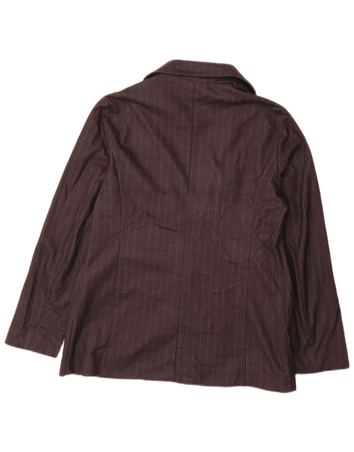 Benetton Womens 1 Button Blazer Jacket UK 12 Medium Black Striped Classic