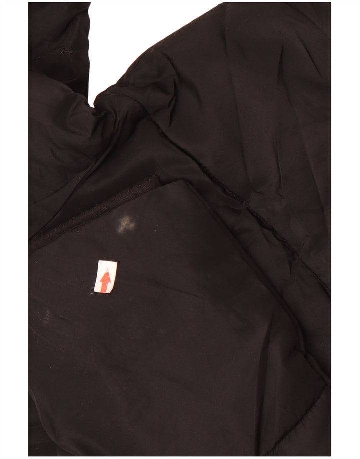Zara Womens Oversized Crop Hooded Padded Jacket UK 10 Small Black Polyester