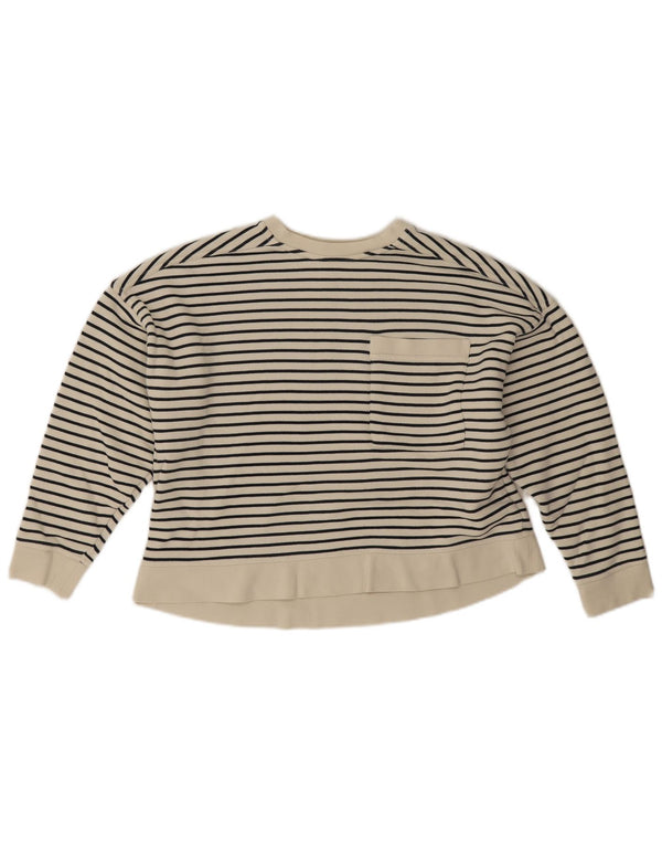 Whistles Womens Oversized Sweatshirt Jumper UK 6 XS White Striped Cotton