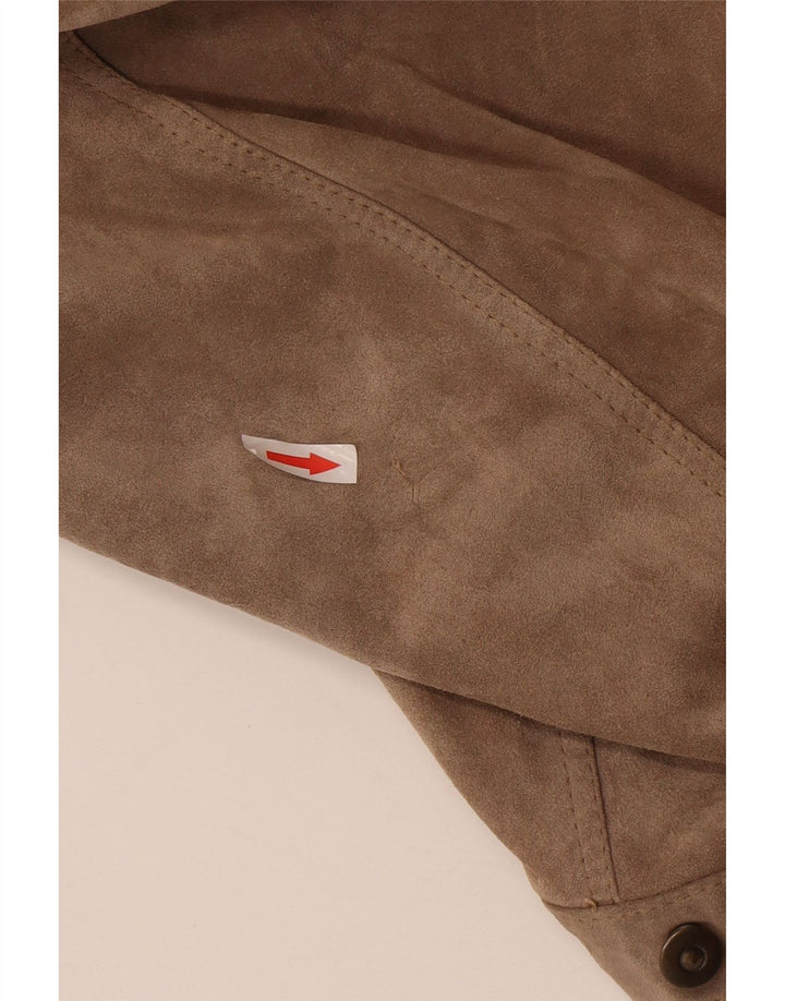 Vintage Mens Suede Bomber Jacket IT 52 XL Brown Leather