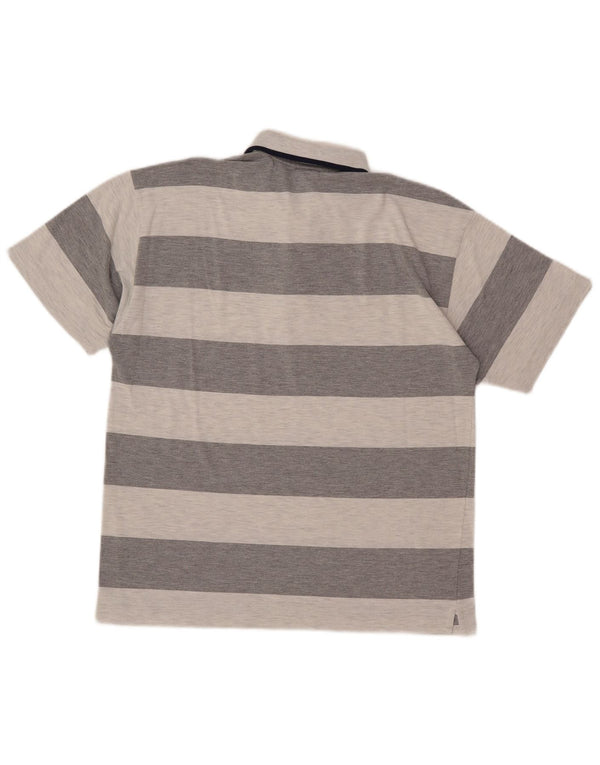 Lotto Mens Polo Shirt Medium Grey Striped