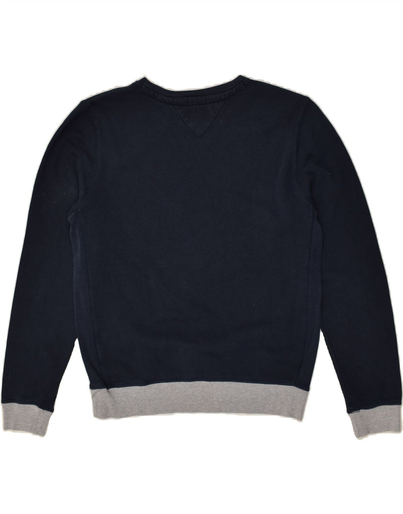 TOMMY HILFIGER Mens Graphic Sweatshirt Jumper Medium Navy Blue Cotton | Vintage Tommy Hilfiger | Thrift | Second-Hand Tommy Hilfiger | Used Clothing | Messina Hembry 