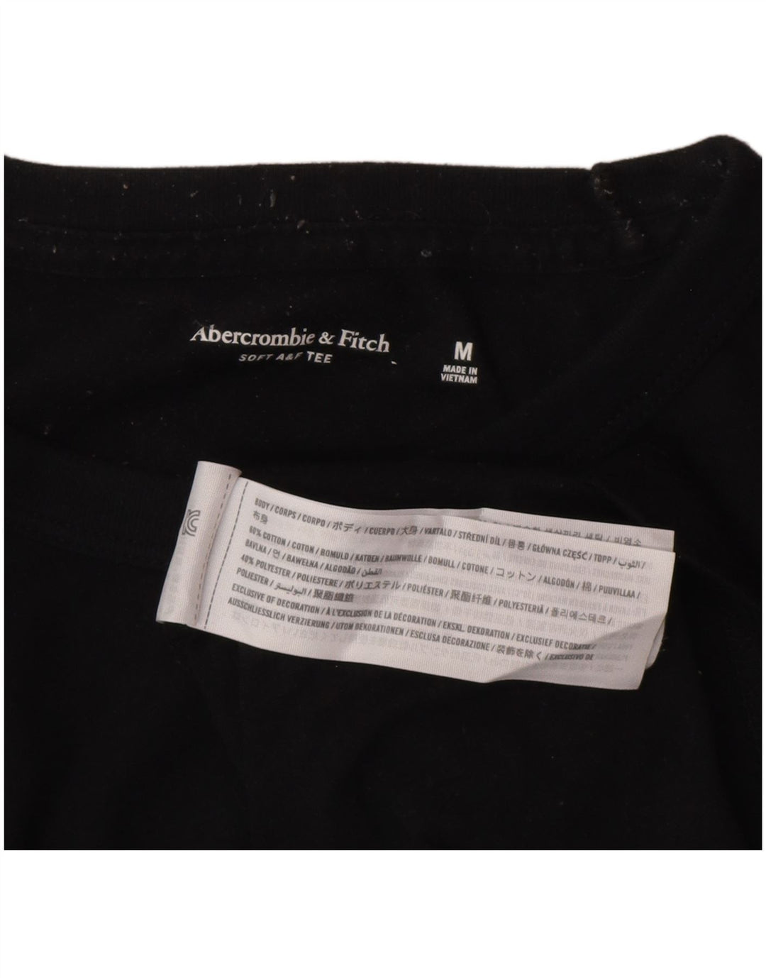 Abercrombie & Fitch Mens T-Shirt Top Medium Black Cotton