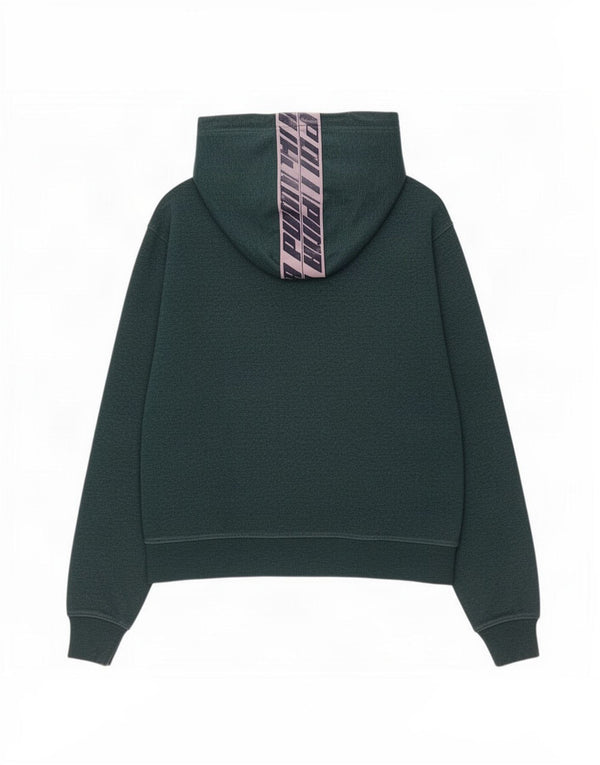 Puma Womens Oversized Graphic Zip Neck Hoodie Jumper UK 10 Small Green