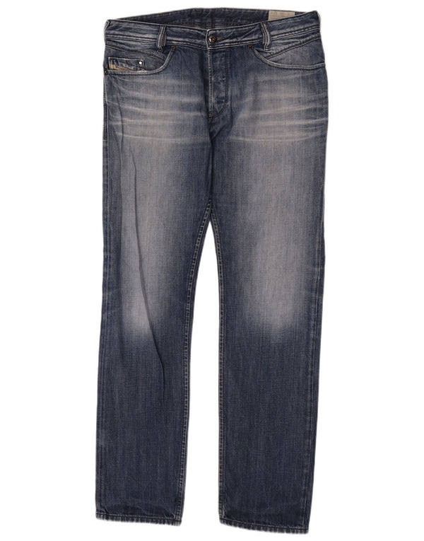 Diesel Mens Iakop Regular Slim Tapered Jeans W34 L34 Blue Cotton