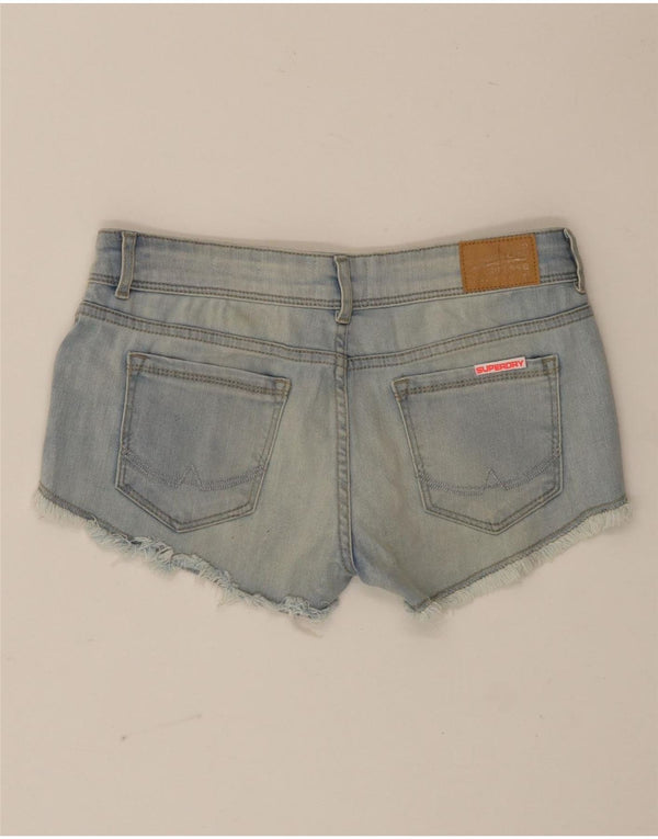 Superdry Womens Denim Shorts W26 Small Blue Floral Cotton