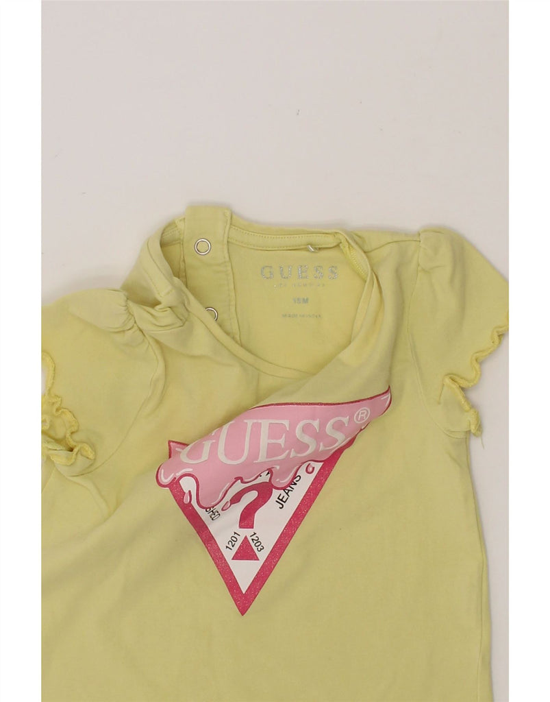 GUESS Baby Girls Graphic T-Shirt Top 12-18 Months Yellow Vintage Guess and Second-Hand Guess from Messina Hembry 