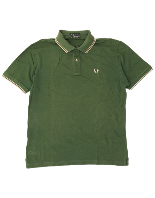 Fred Perry Mens Polo Shirt Large Green Cotton Classic